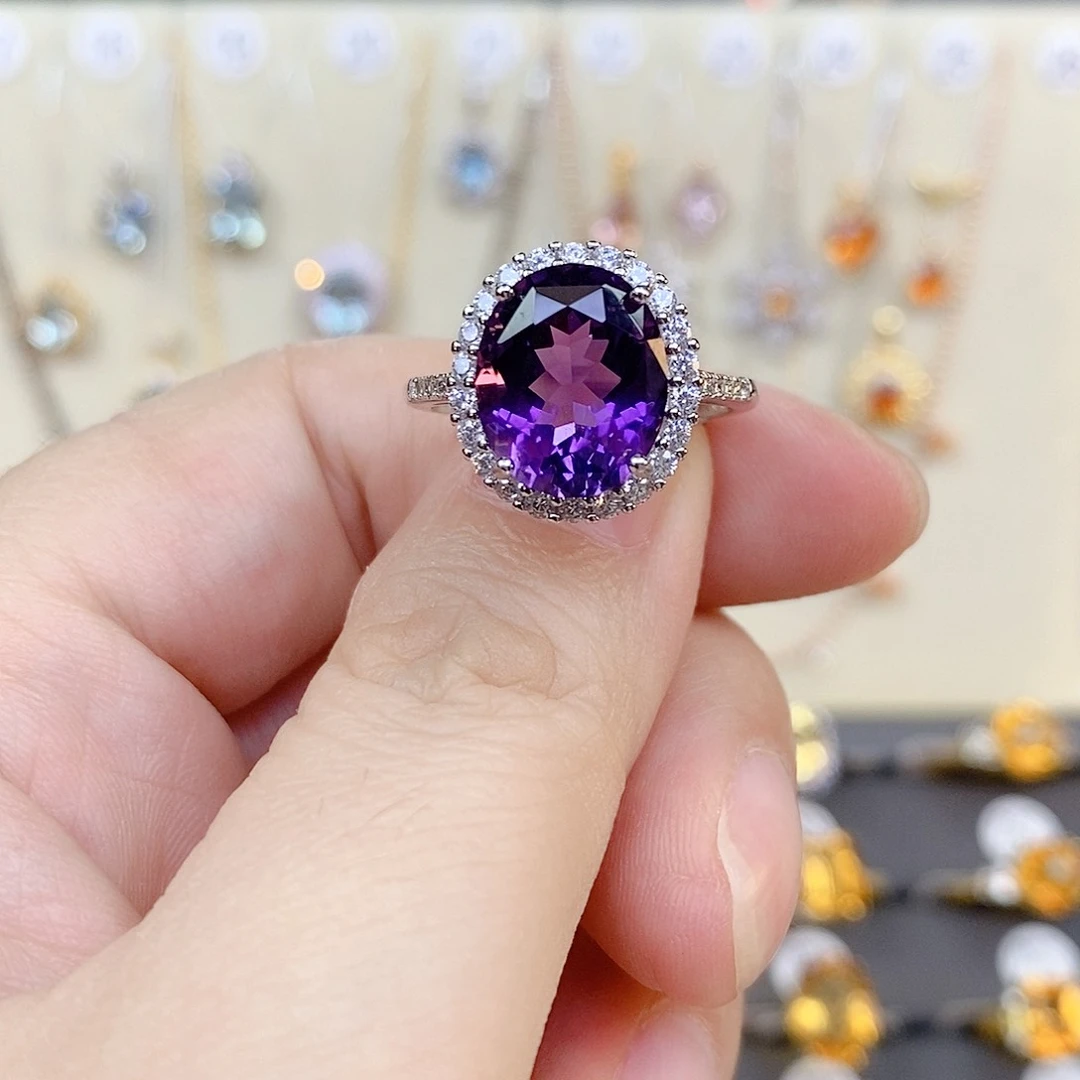 紫晶戒指银S925镶嵌