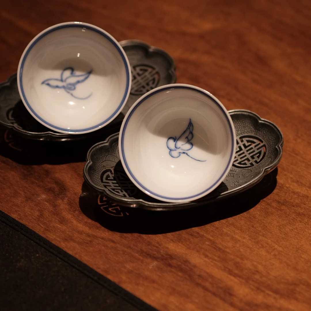 树见造物x半斋丨《豇豆红工夫内绘鹤杯（内绘画片随机）》