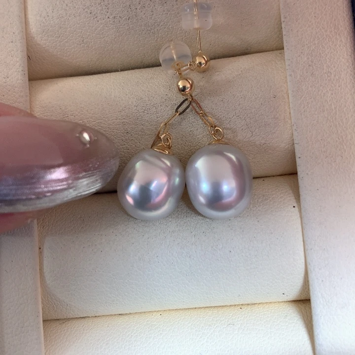 18K金镶嵌耳饰海水珍珠