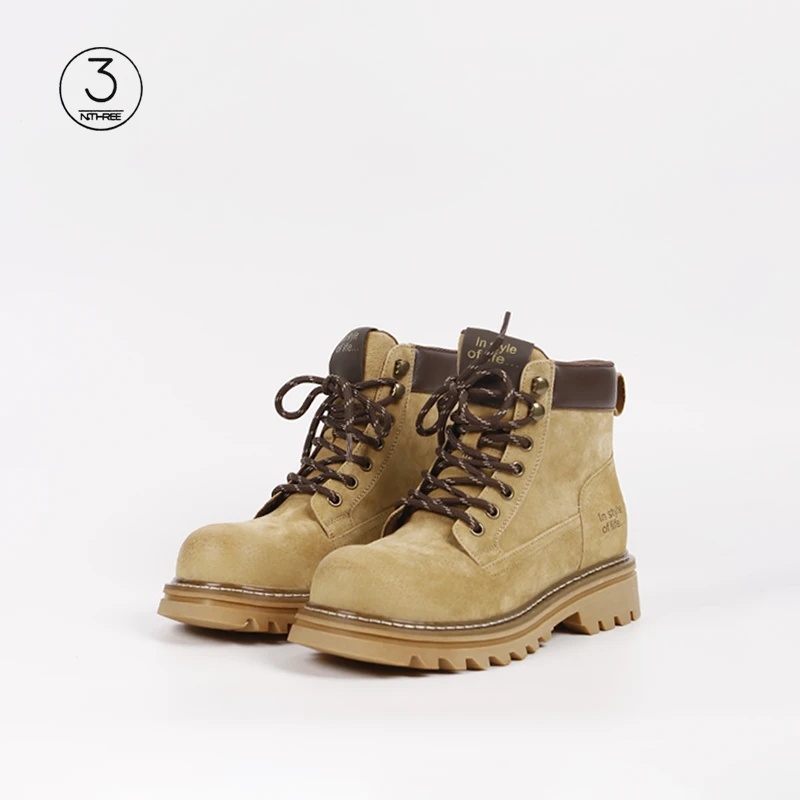 CN6532【品牌撤柜清仓真皮】马丁靴女新款英伦风百搭粗跟短靴大黄靴