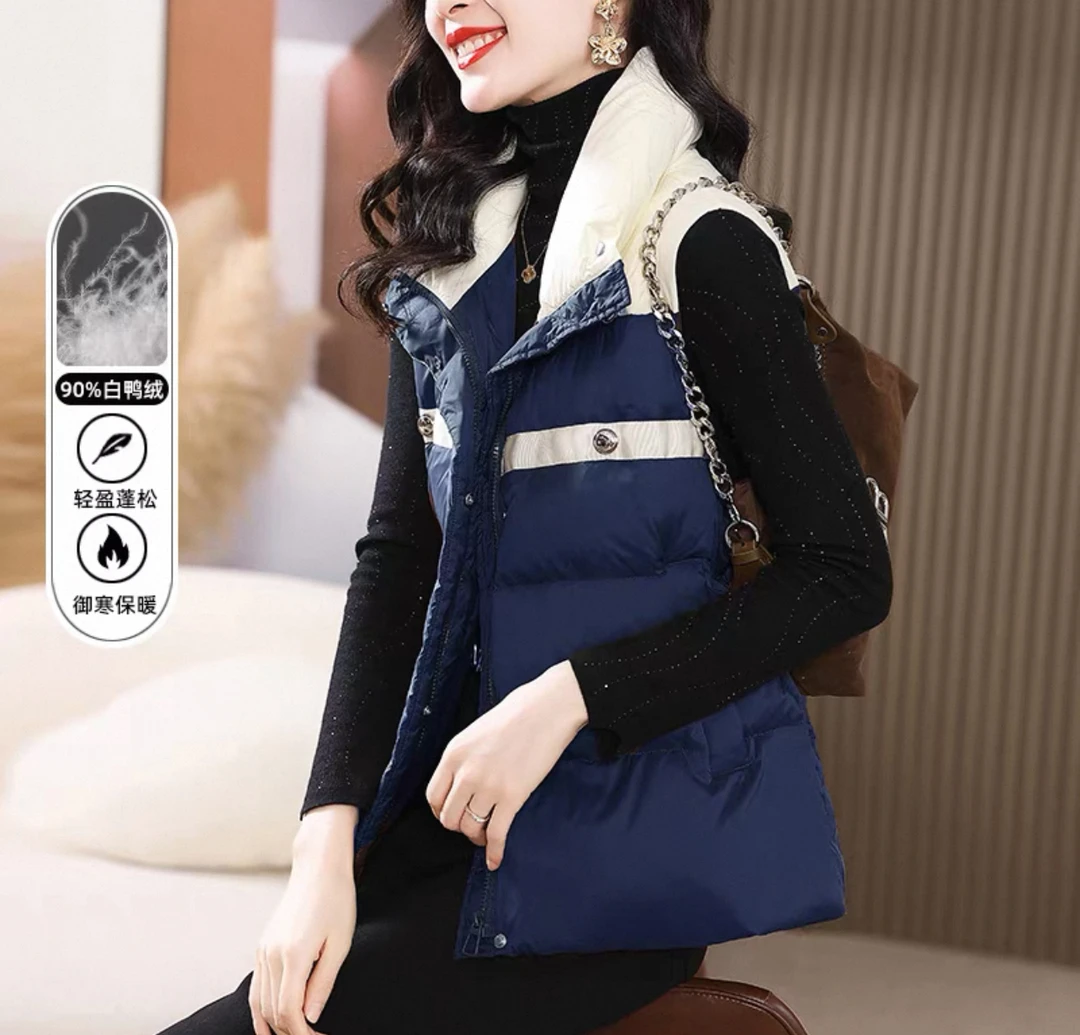 9061时尚蓬松保暖秋冬撞色马甲
