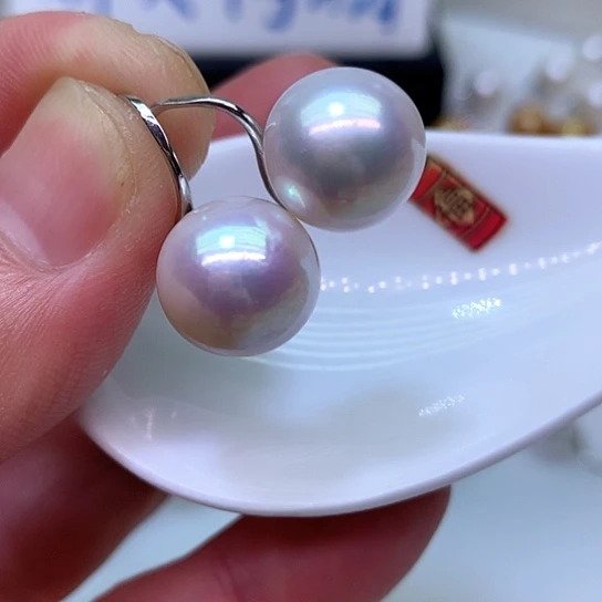 银S925镶嵌淡水珍珠耳饰无*