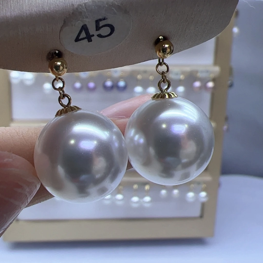 淡水珍珠耳饰18K金镶嵌
