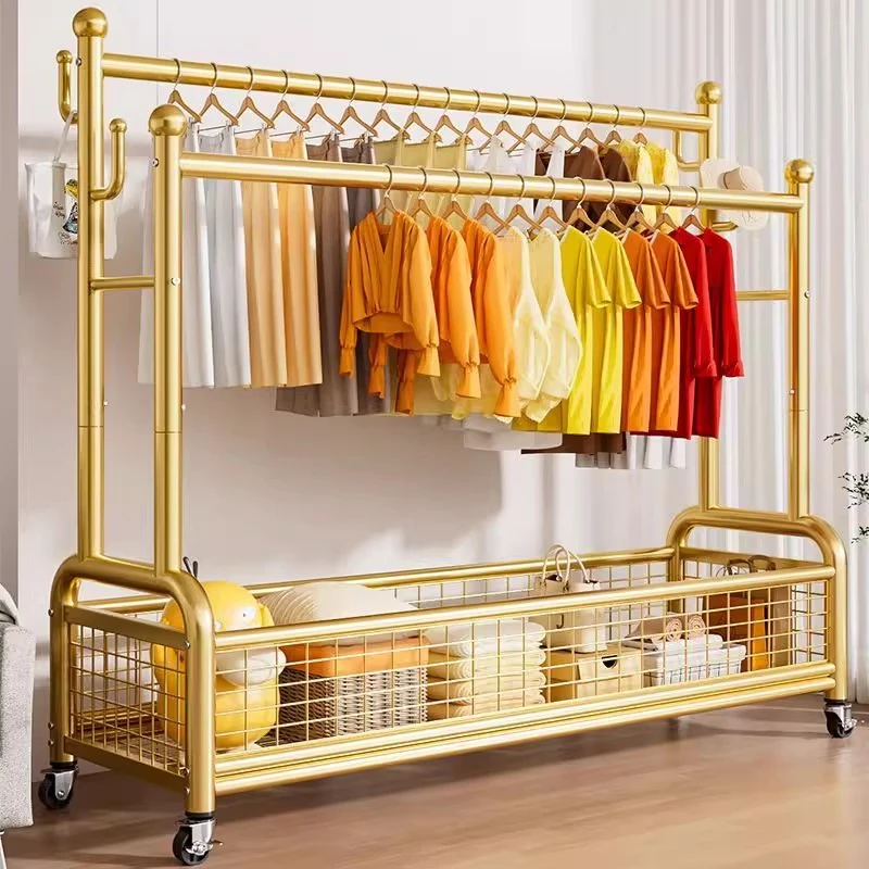 德国挂衣架万能落地卧室家用房间室内双杆可移动多功能衣帽架