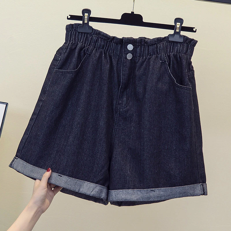 大码短裤薄款高腰夏季复古机车风短裤裤子阔腿显瘦山系0912