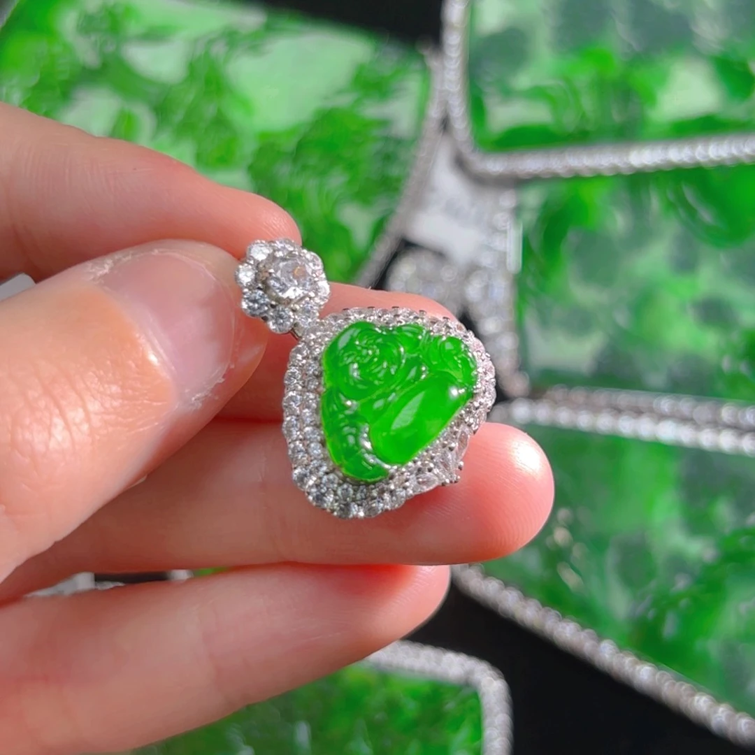 翡翠颈饰银S925镶嵌佛公