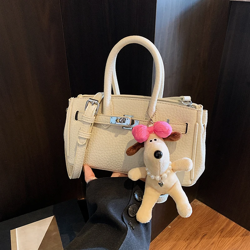 荔枝纹手提凯莉小方包时尚百搭单肩包夏季小众通勤包ins小包包