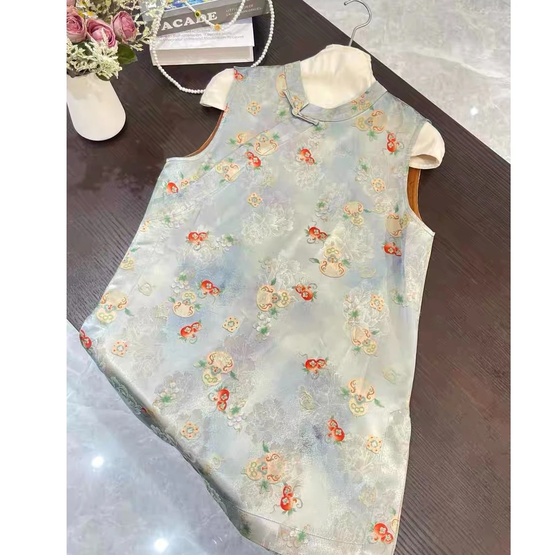 【冰川福禄】包边 不扎皮肤 仿桑蚕丝香云纱无袖上衣马甲