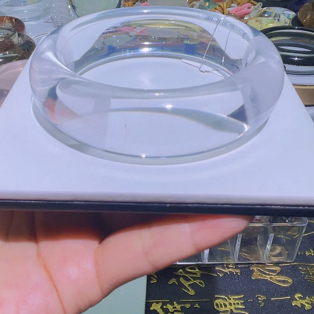 未镶嵌水晶手镯天然白幽灵福利厚装56圈