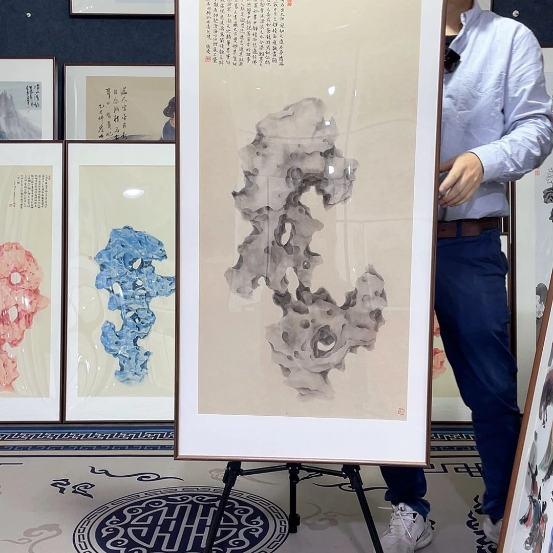 国画手绘画作品带框60/120