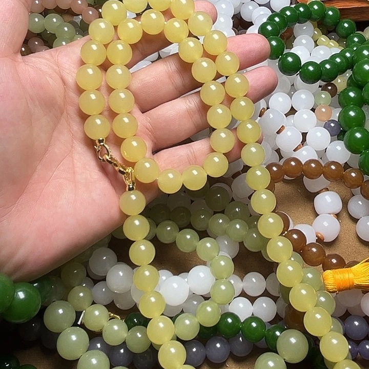 黄口色12mm手链项链一套