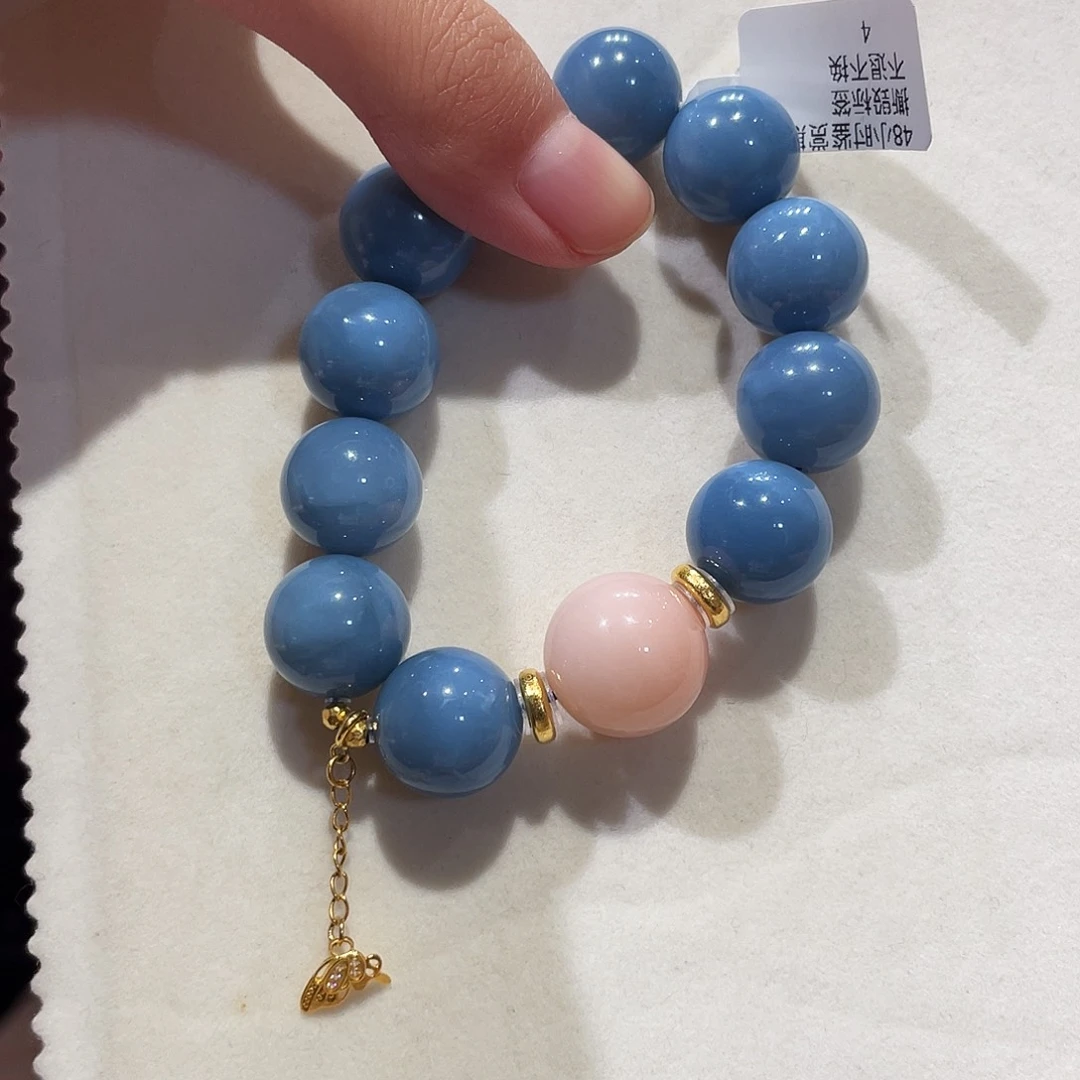 蛋白石未镶嵌手串蓝澳宝