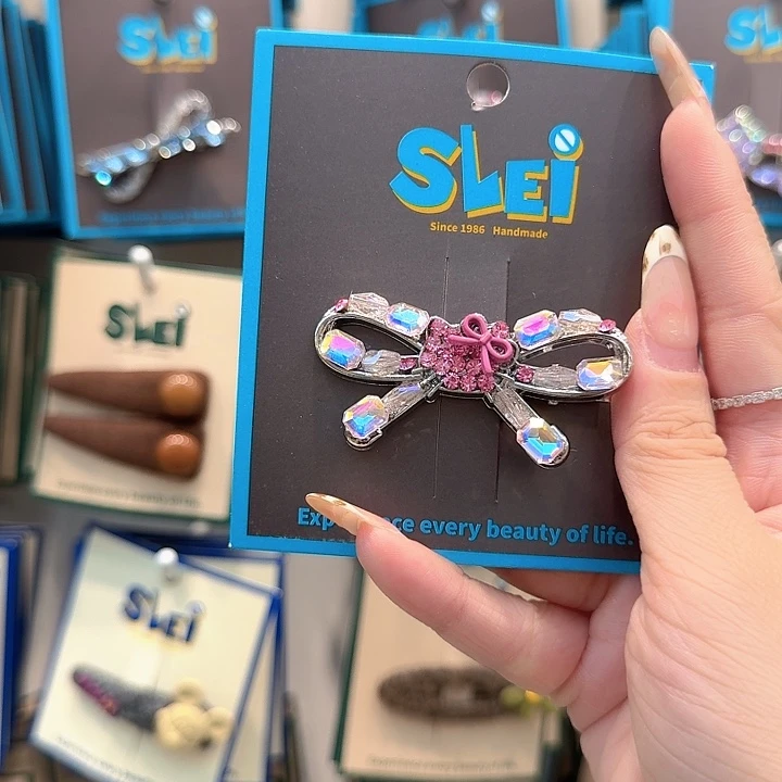 粉色钻蝴蝶结鸭夹kt