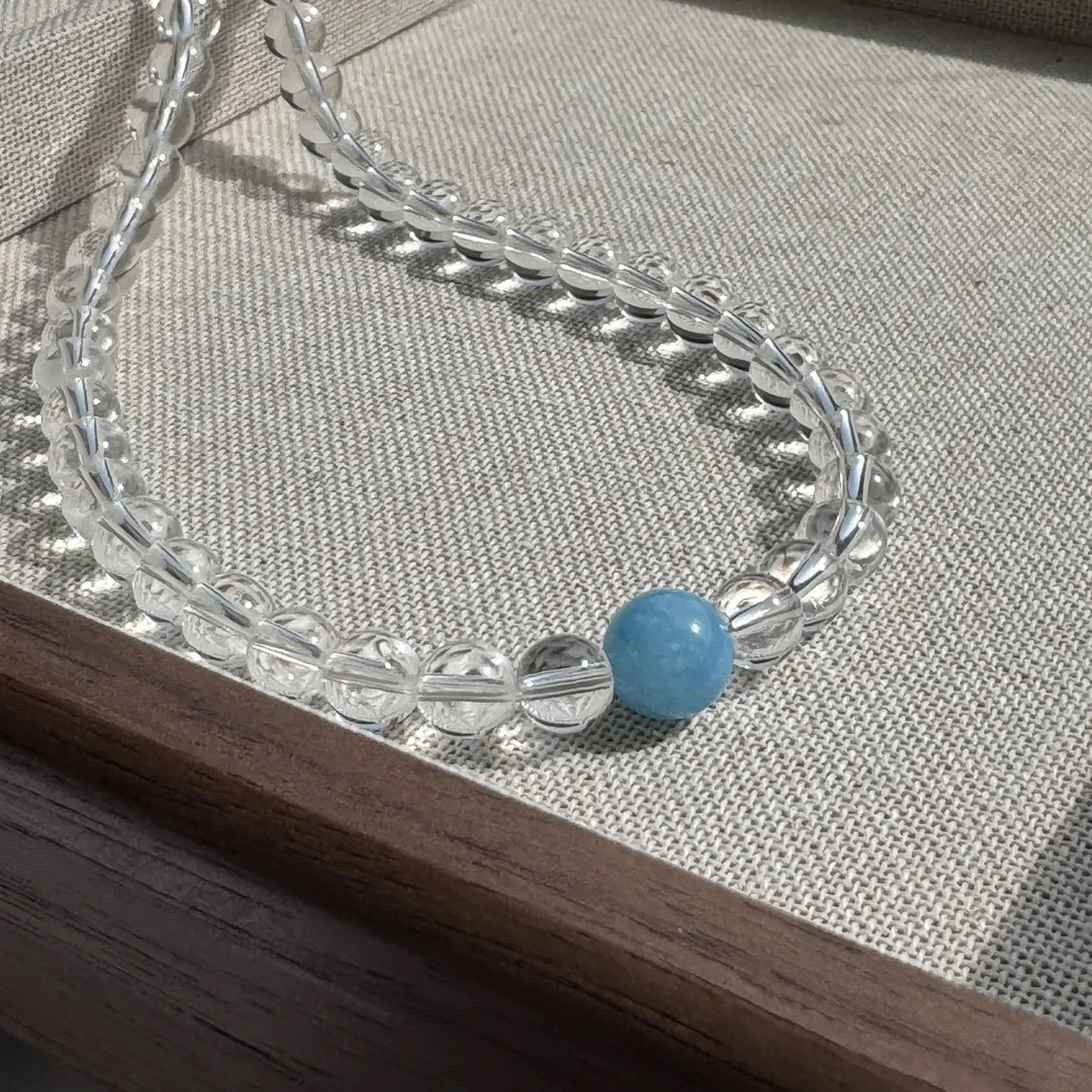 非金属木质手链 白色宝蓝色手串颗颗纯天然赵露思同款手链