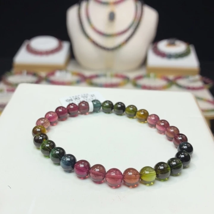 碧玺未镶嵌手链6.8mm±