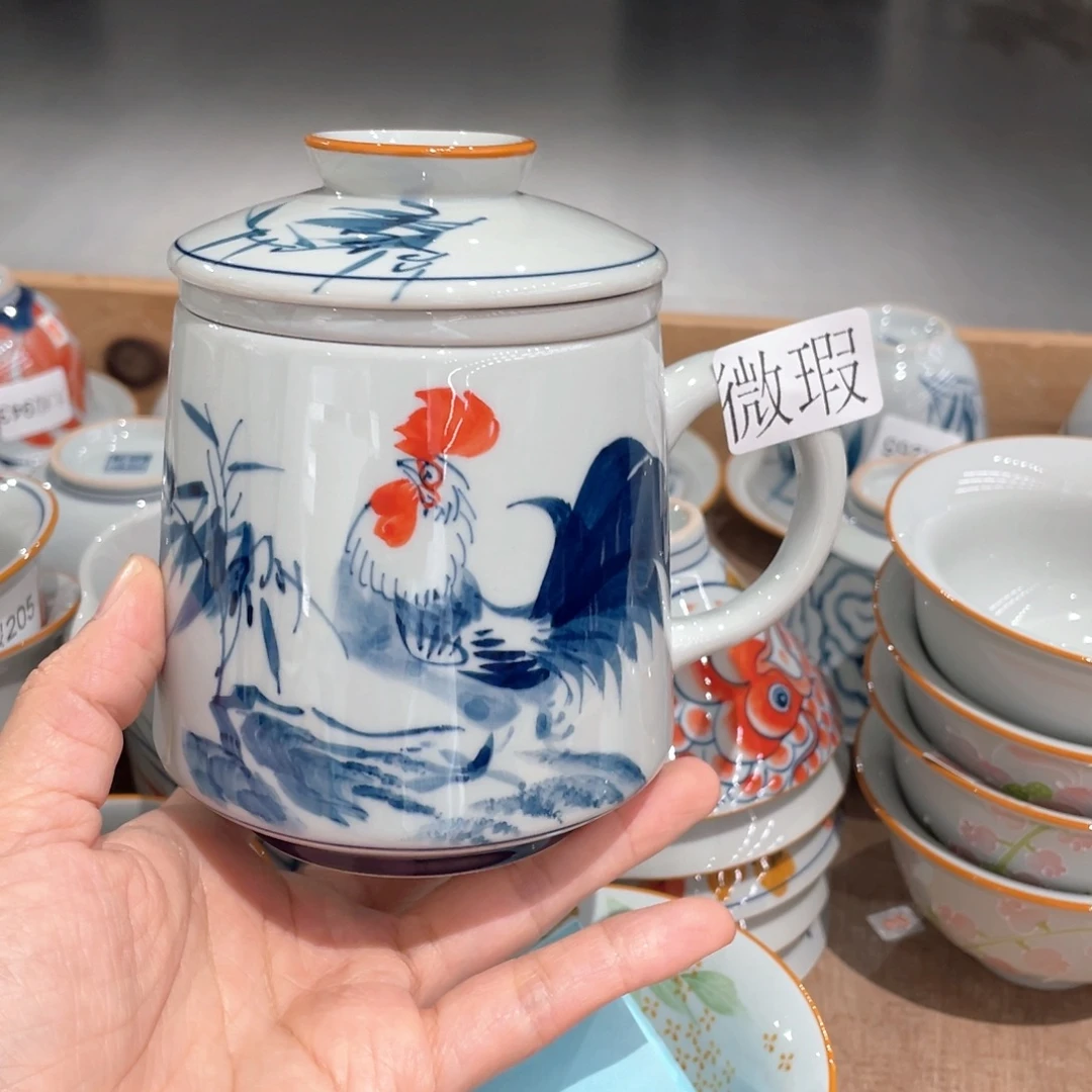 釉下手绘茶具微瑕