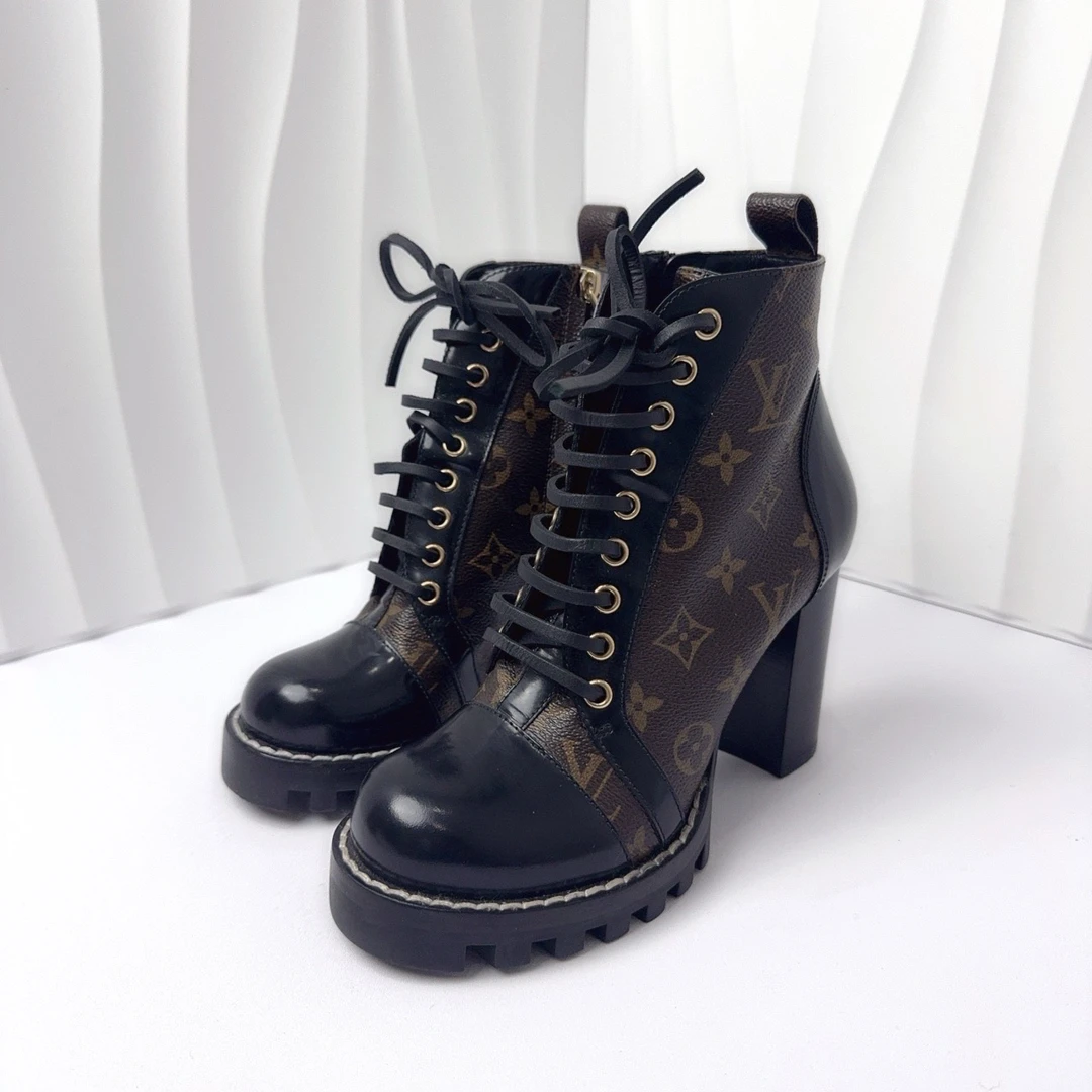 99新 LouisVuitton/路易威登 35.5码/老花高跟靴子/98新/ff1104