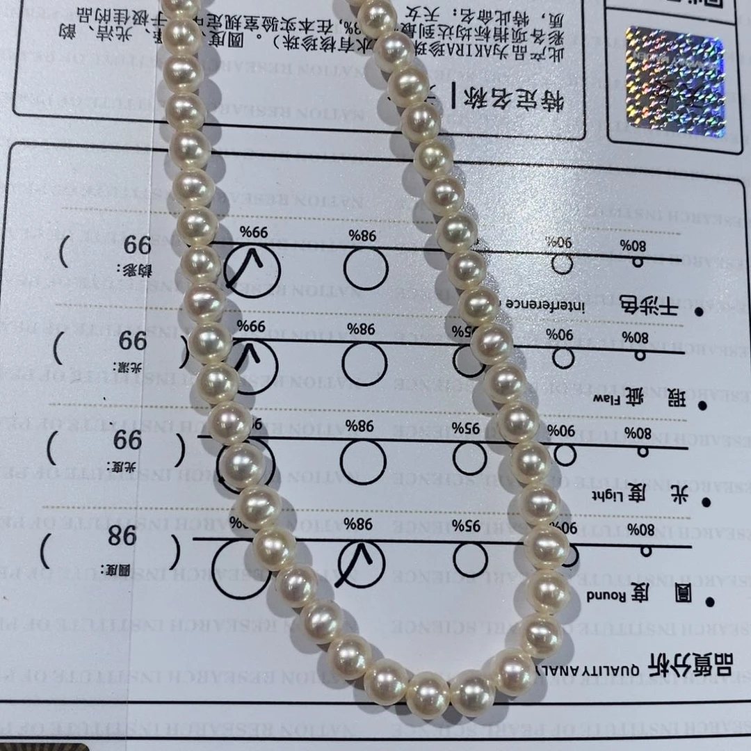 淡水珍珠银S925镶嵌颈饰6-7粉