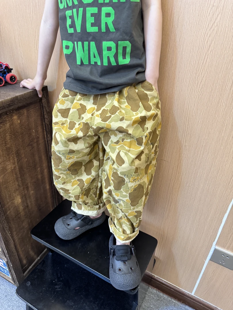 现令佳潮牌春夏儿童洋气时髦宽松DD迷彩印花休闲哈伦裤2656宝宝