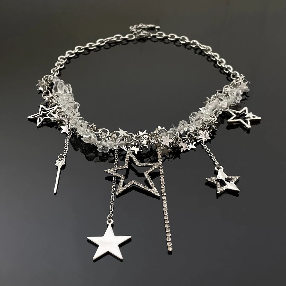 合金项链 X5163-1时尚潮流精致设计感男女同款高级感星星流苏项链