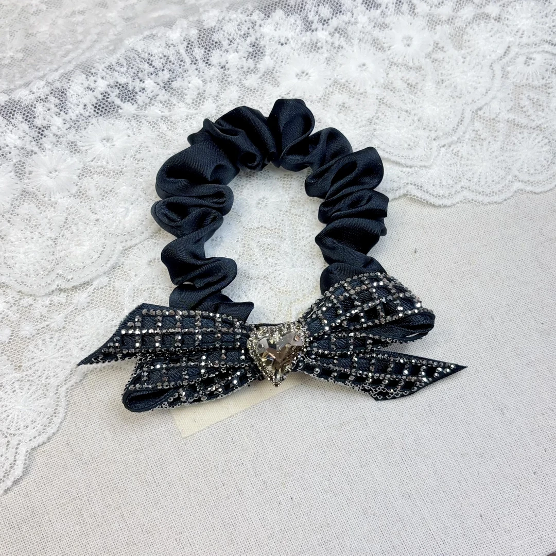 韩国饰品发饰ins小众手工设计师蝴蝶结闪闪发圈发绳