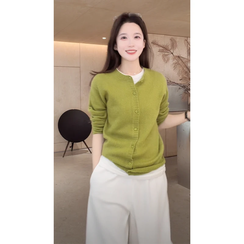 Z.blues【冬日色彩】羊毛羊绒 单排扣开襟毛衣YZDFDG0320