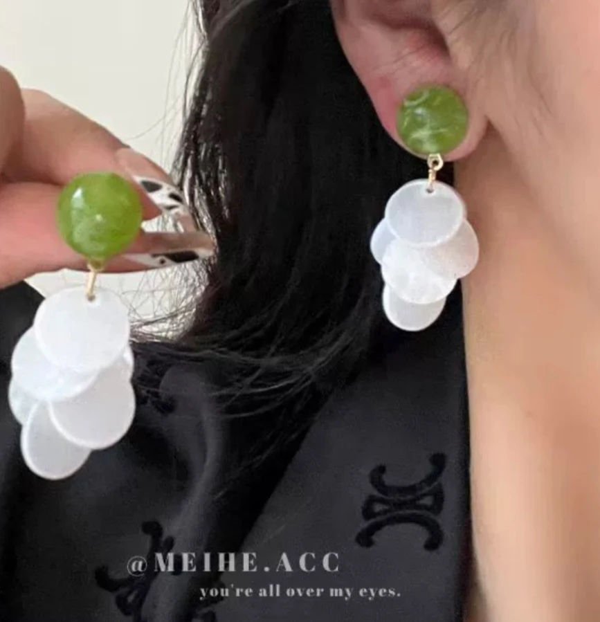 清新甜美田园风贝壳流苏耳环耳钉冷淡风轻奢小众设计高级感耳夹