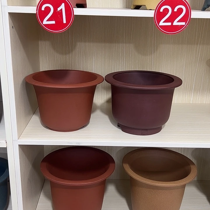 禅***茶花盆紫砂大碗盆红色1仿古金钟带口线紫茄1