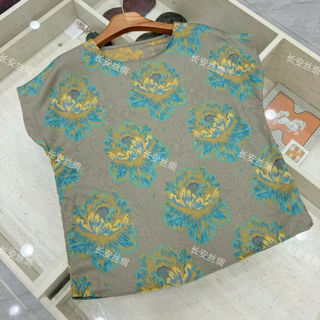 【长安】新中式国风宽松时尚提花花萝上衣女FY5041902