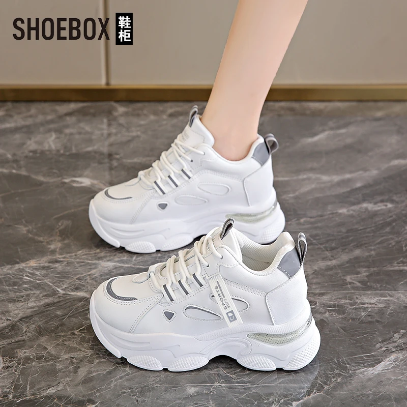 SHOEBOX鞋柜增高阿甘运动鞋2025春季新款百搭松糕小众休闲鞋女
