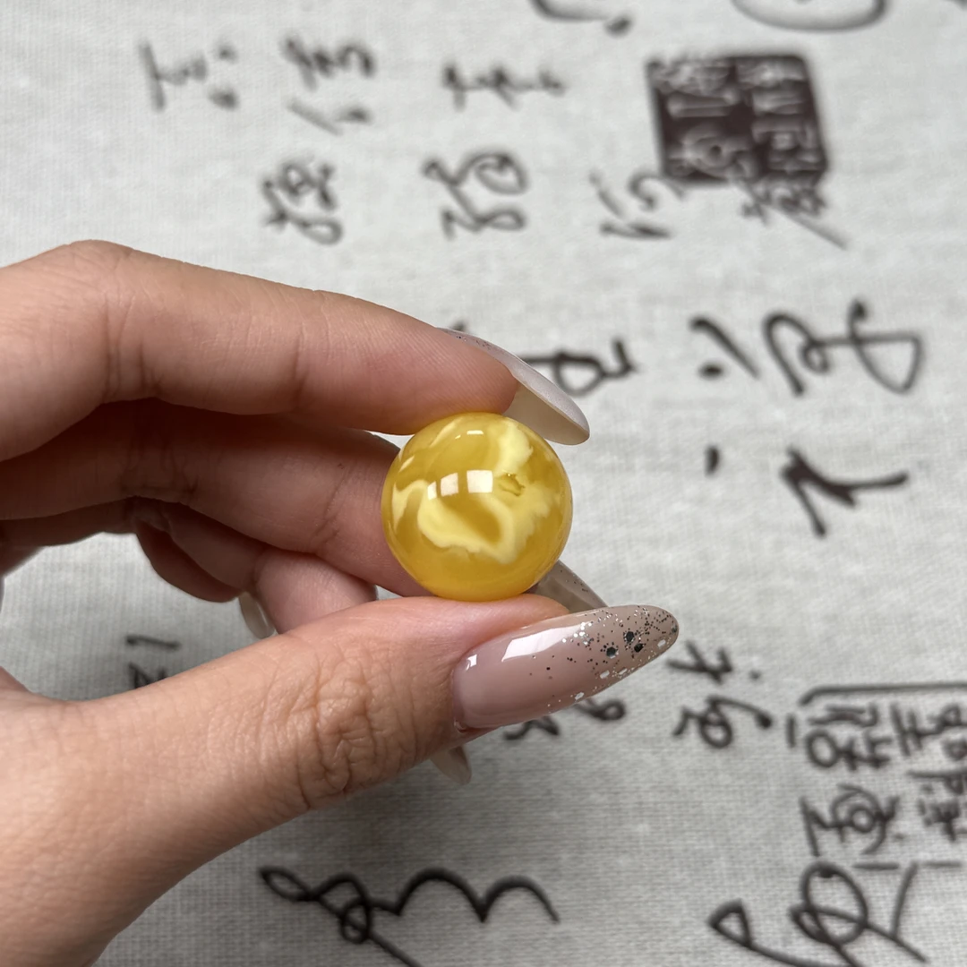 20.0mm 小刘珠宝天然原矿琥珀蜜蜡圆珠