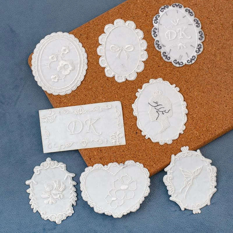 【背胶】网纱刺绣自粘蕾丝布贴 DIY手工家具布艺包包装饰免缝补丁