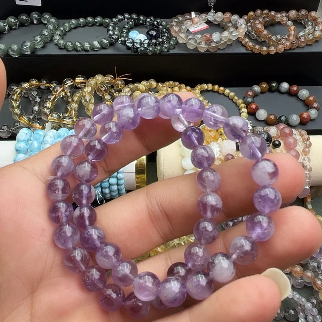 水晶手链未镶嵌卡8紫兔毛