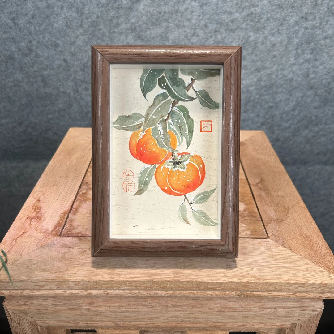 《柿柿如意》6寸手绘摆台