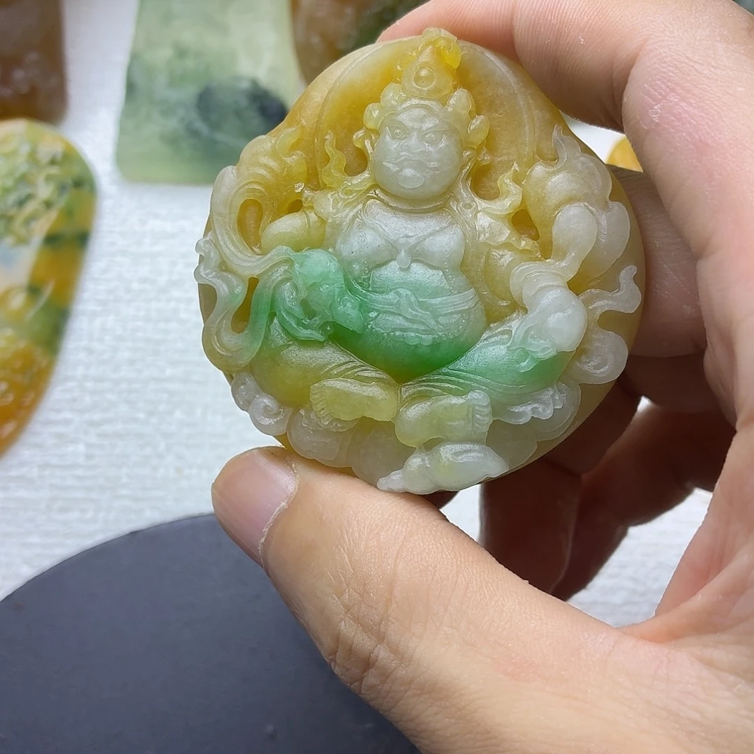花***空非金属黄佳绿毛货黄财神挂件