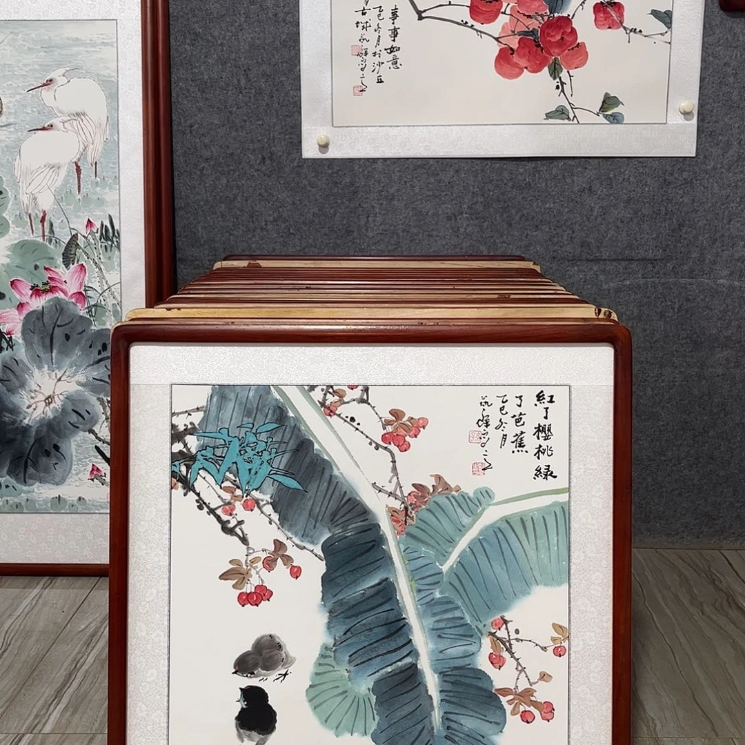 国画书画作品带框63×63