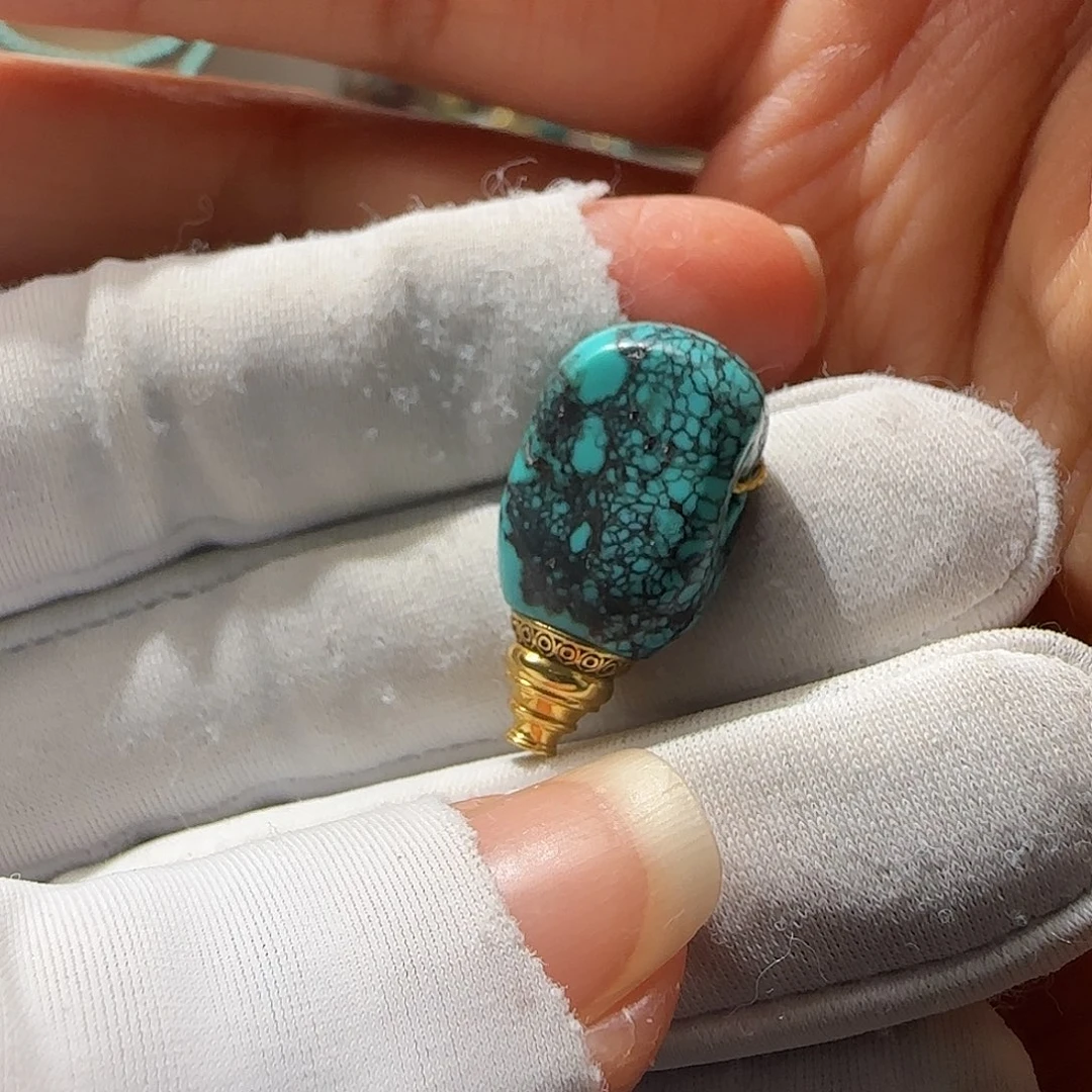 绿松石18K金镶嵌吊坠(不含链)