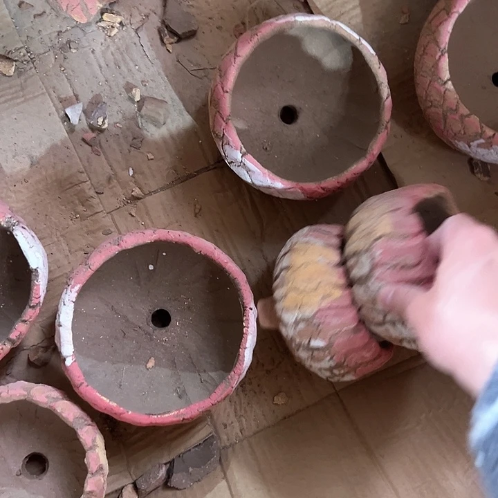 紫砂四个花盆花盆