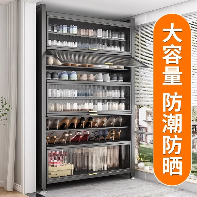 鞋柜家用门口鞋柜靠墙一体柜落地多层收纳简约防尘鞋柜鞋架子
