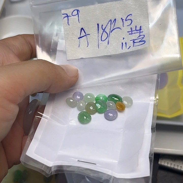 A****定制翡翠足银镀金镶嵌不