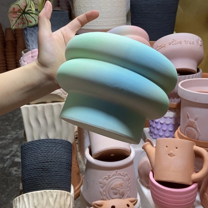 17×12炫彩绿 甜甜圈 粗陶1个