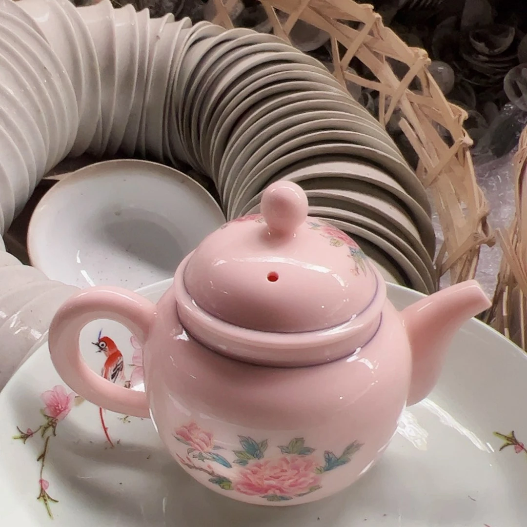 摆件陶景德镇红xixi孔雀壶