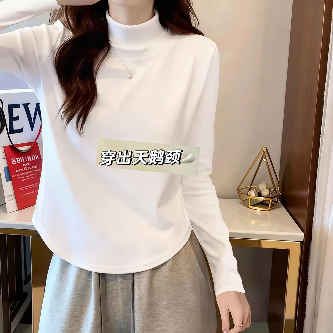 欧货半高领长袖打底衫女内搭2025秋冬新款爆款加绒洋气吊带背心潮