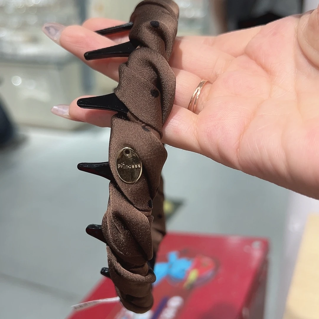 仿珍珠非金属咖色波点发箍