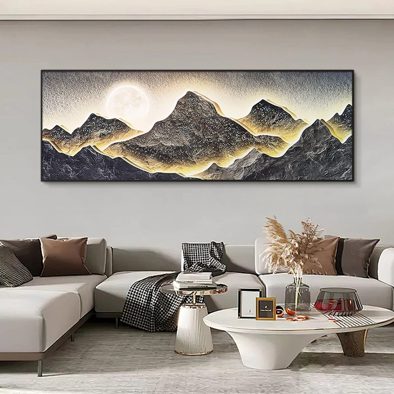 【Y起】晶瓷镶钻日照金山客厅装饰画沙发背景墙客厅挂画70200