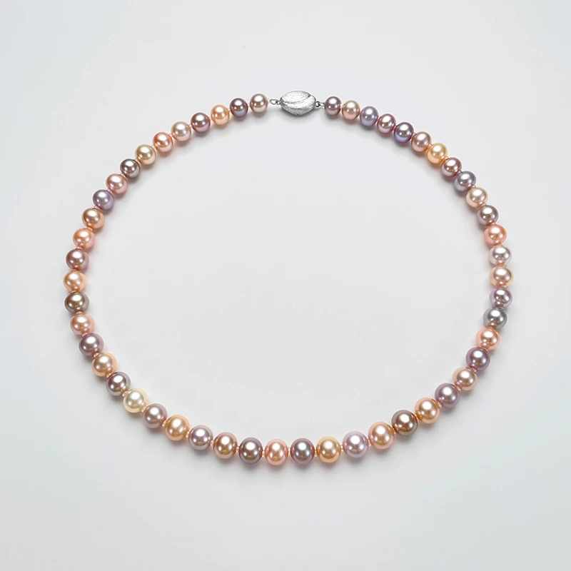 【短发七七】S925银 淡水无核糖果色8-9mm珍珠项链（吉尔德五星）