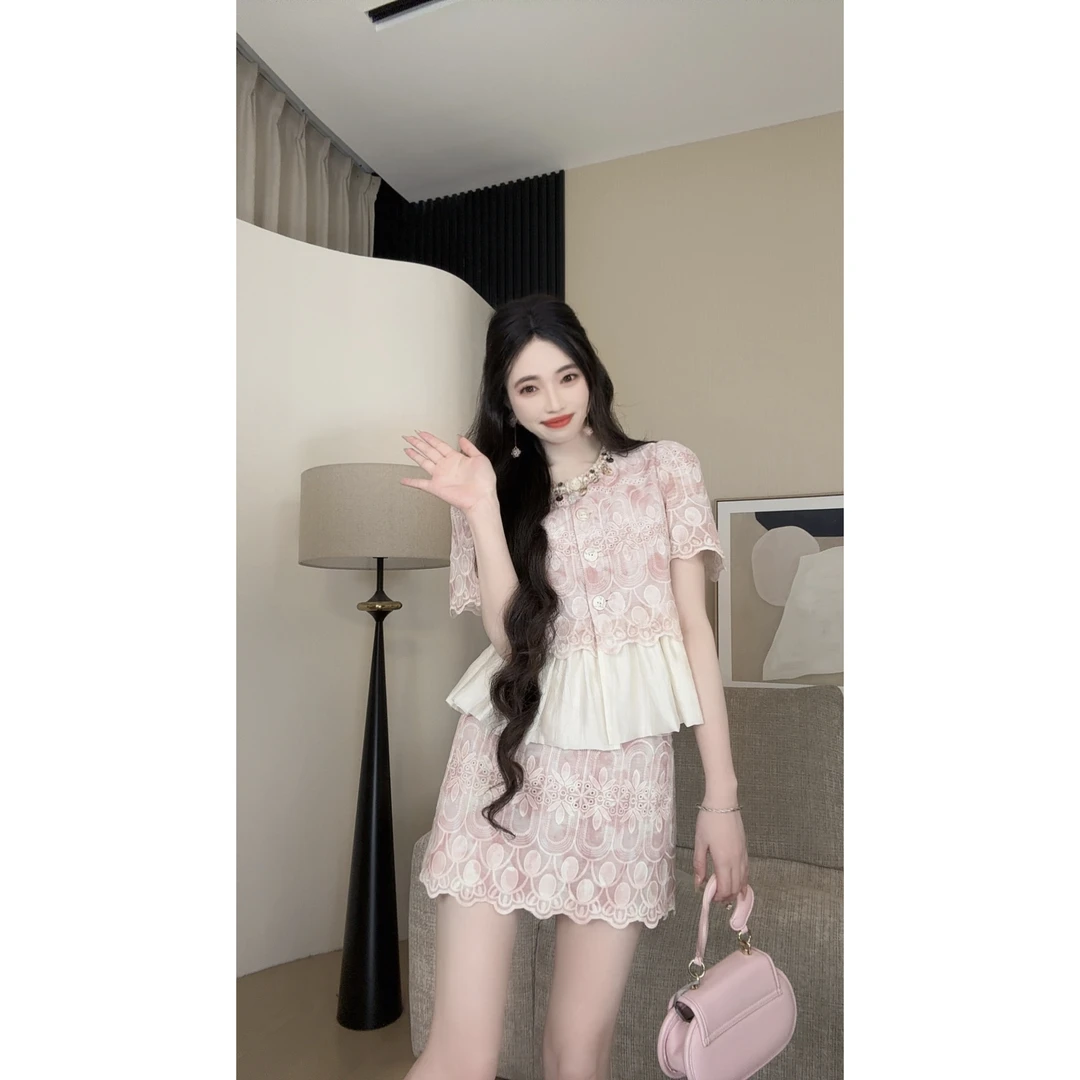 77【月白樱落套装】原创设计师女装显白日常可穿套装气质显瘦老钱风