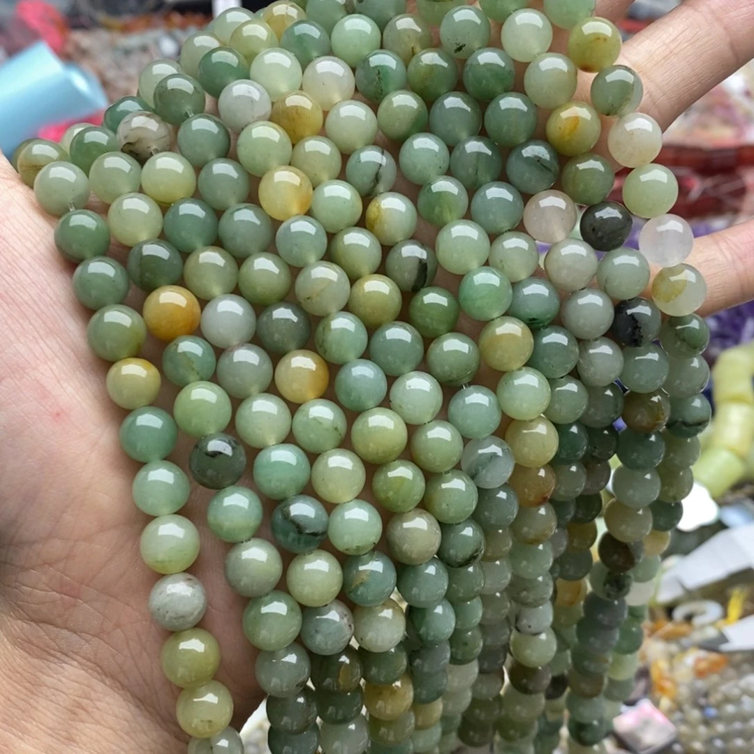 玛瑙/玉髓未镶嵌珠宝半成品一条天然8mm油东岭玉圆珠