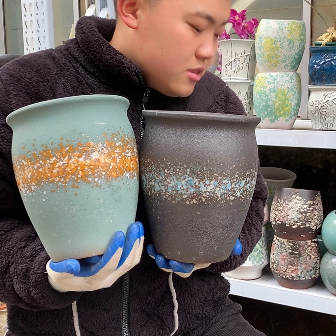 紫砂花盆口18高22福利俩个