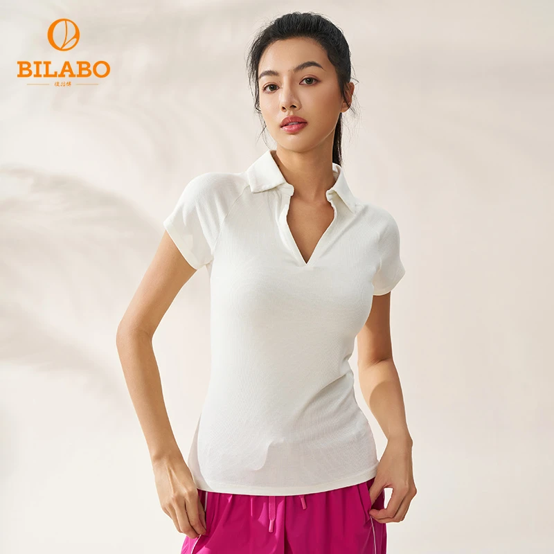 YM-508天丝羊毛白色短袖POLO休闲透气运动女士女款短款夏季女款